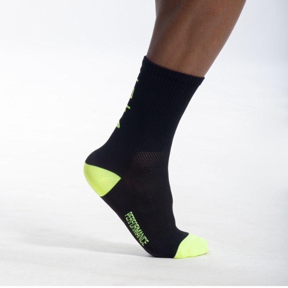 Meia Performance Alpha - Preto Neon