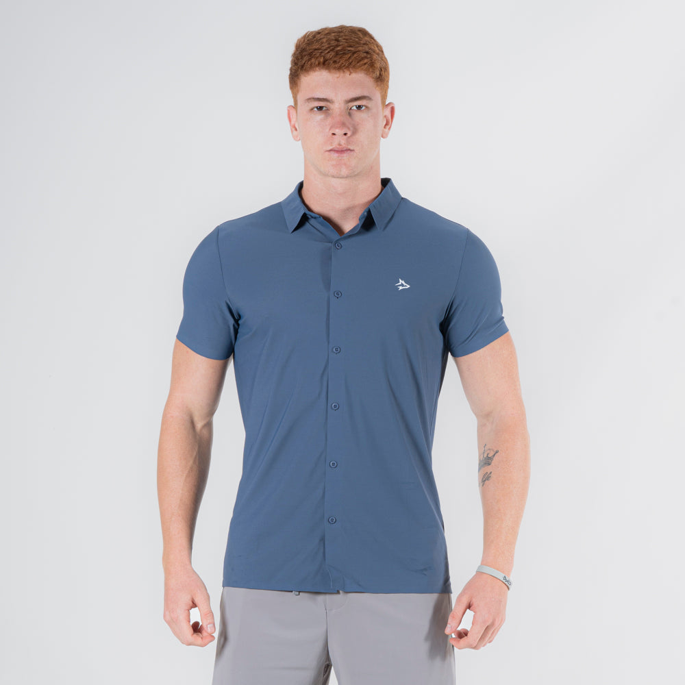 Camisa Social Dry Fit Manga Curta Lupus Marinho
