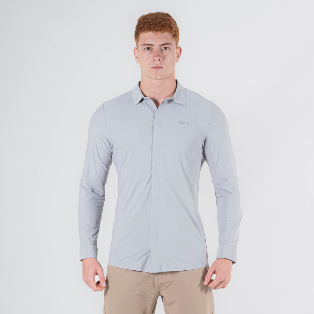Camisa Social Dry Fit Manga Longa Tenacity Cinza