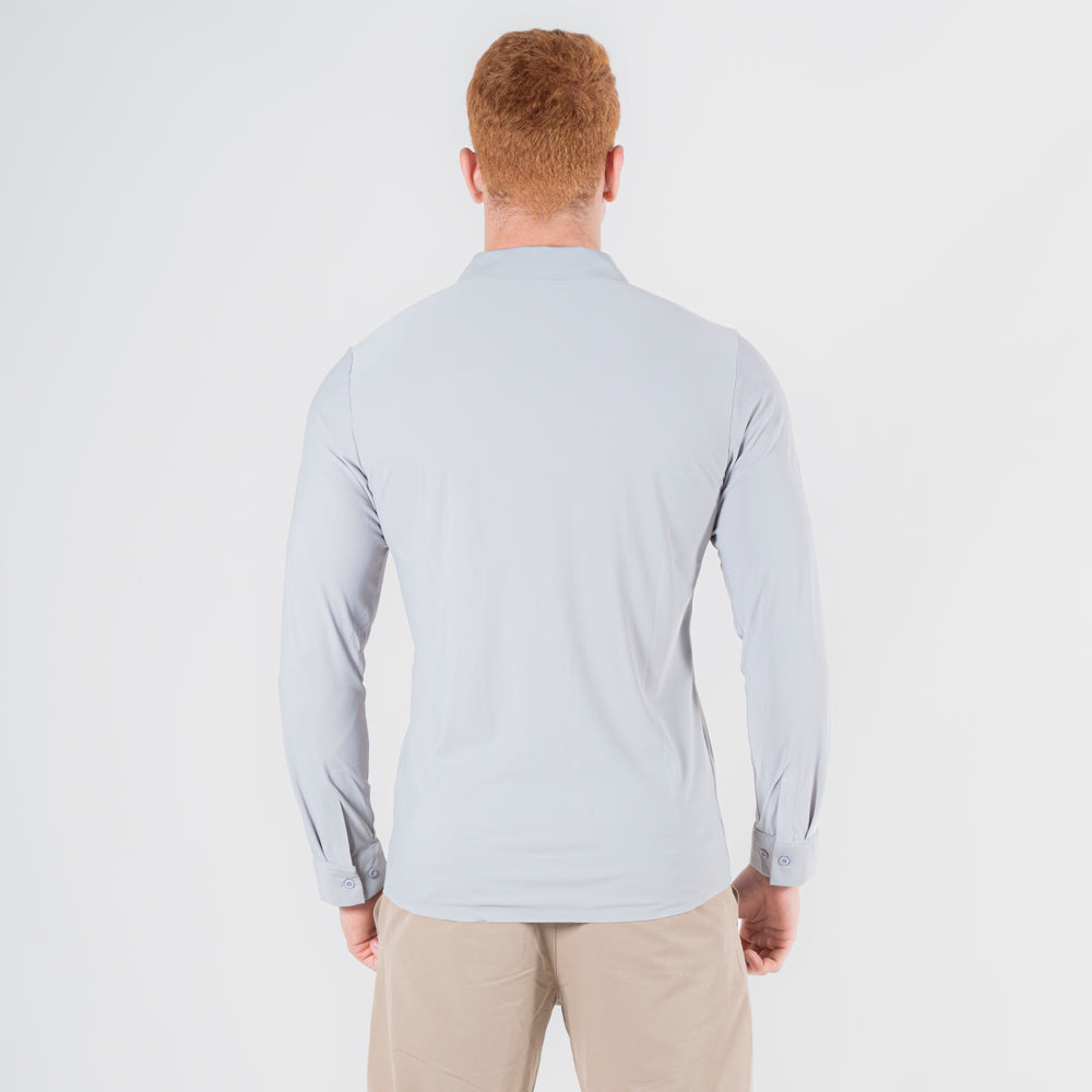 Camisa Social Dry Fit Manga Longa Tenacity Cinza