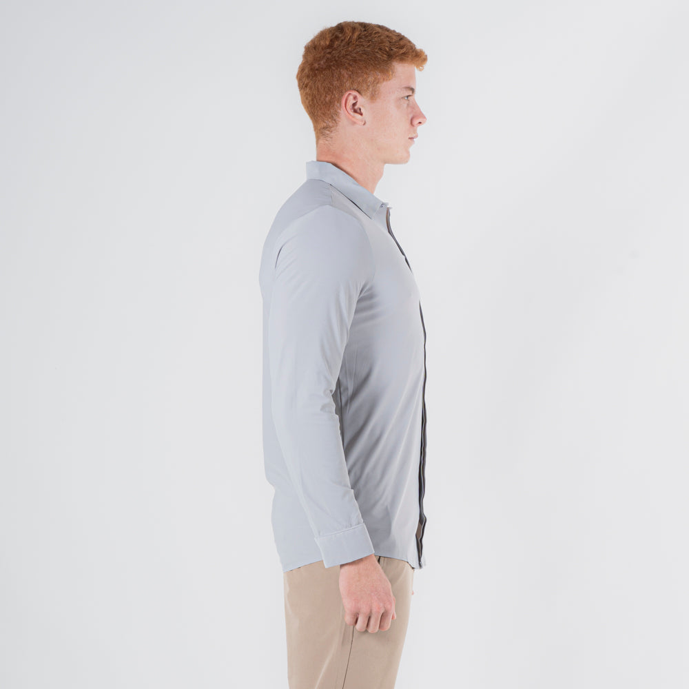 Camisa Social Dry Fit Manga Longa Tenacity Cinza