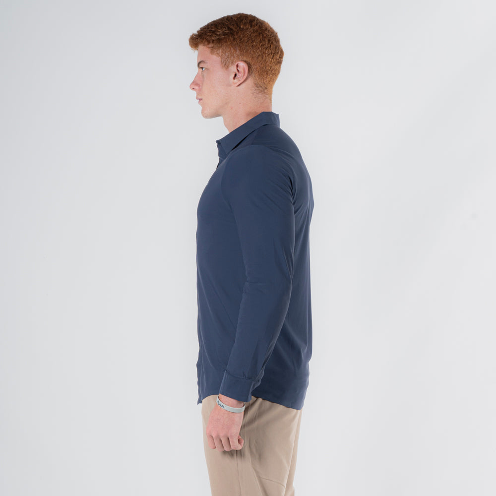 Camisa Social Dry Fit Manga Longa Tenacity Marinho
