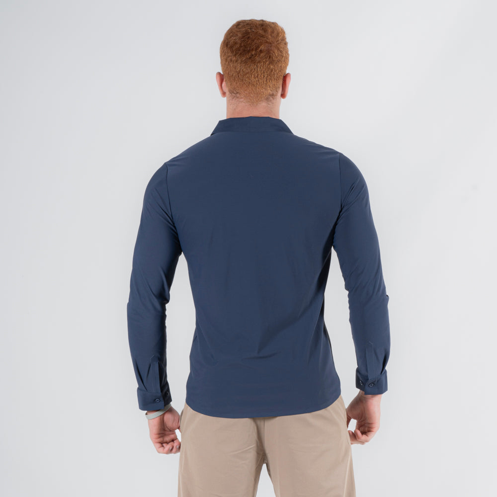 Camisa Social Dry Fit Manga Longa Tenacity Marinho