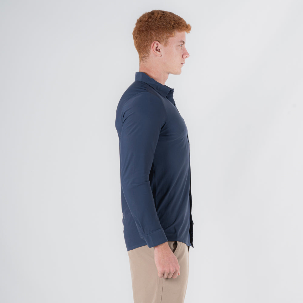 Camisa Social Dry Fit Manga Longa Tenacity Marinho