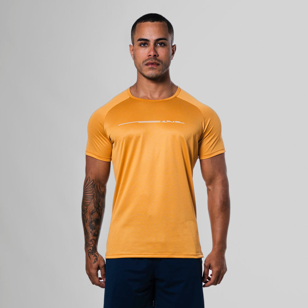 Camiseta Dry Fit Line Move Amarelo Mostarda