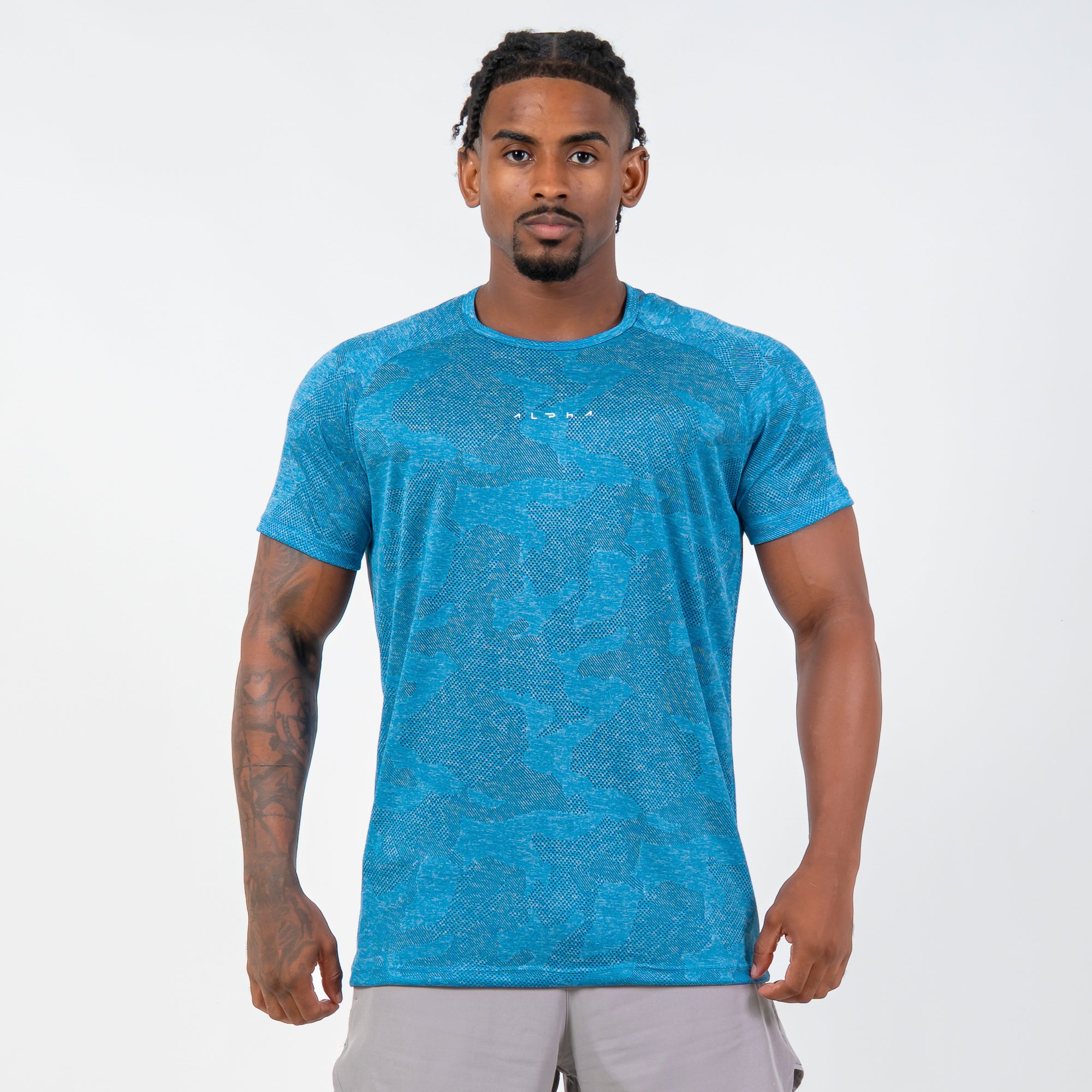 Camiseta Dry Fit Camuflada New Horizon Azul