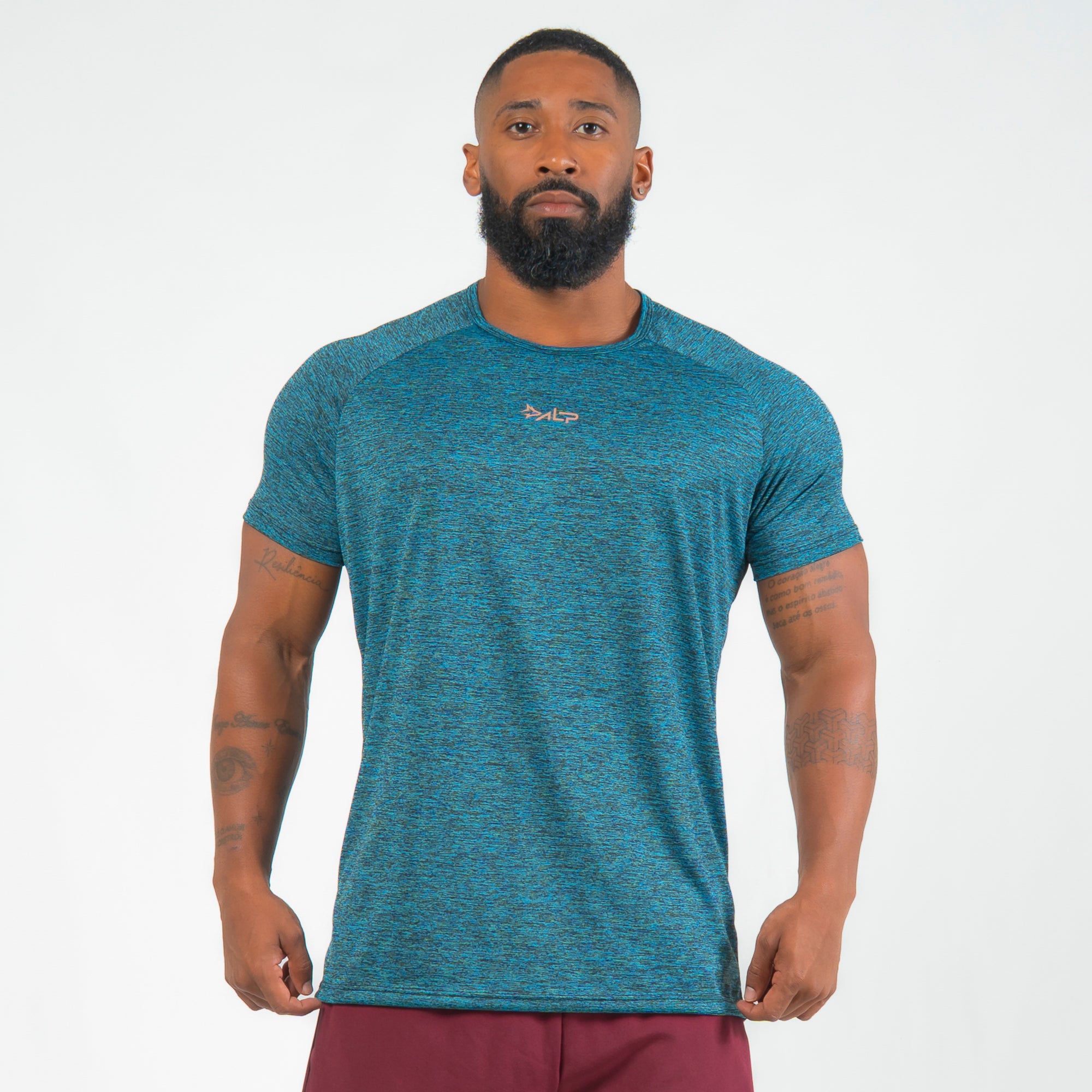 Camiseta Dry Fit New Tenacity Mescla Azul Turquesa