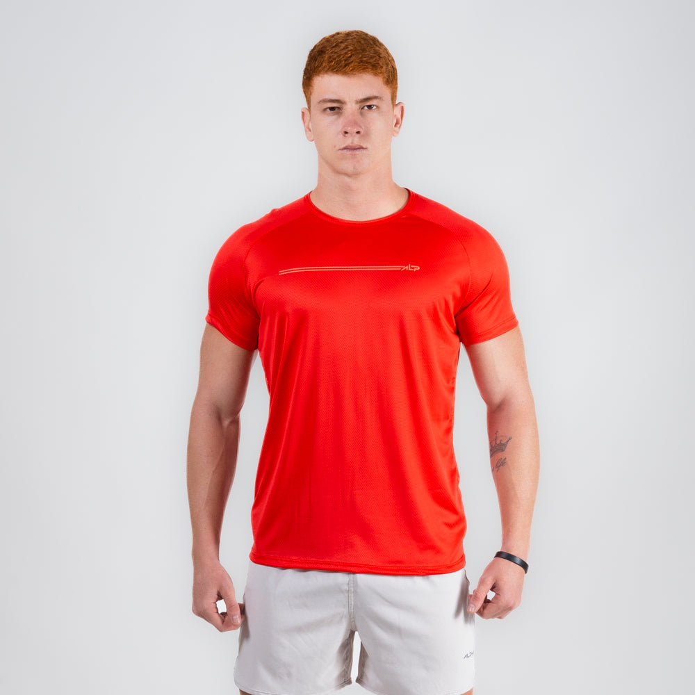 Camiseta Dry Fit Parallel Line Vermelho Acerola
