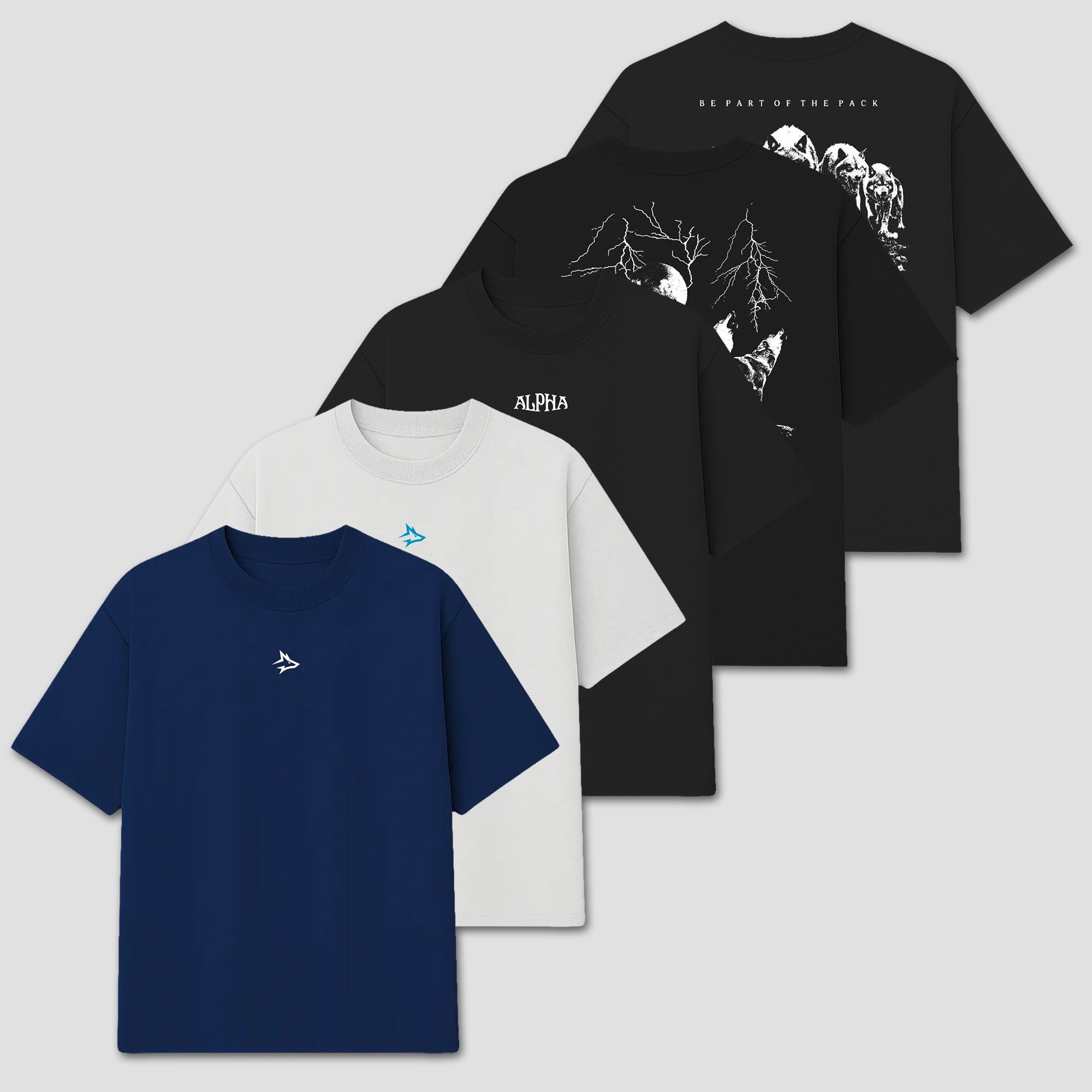 Kit 5 Camisetas Oversized Lupus Full Pack