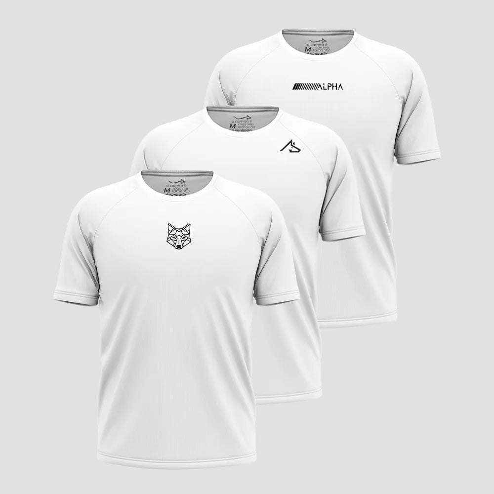 Kit Versátil: 3 Camisetas Dry Brancas ideais para o seu treino
