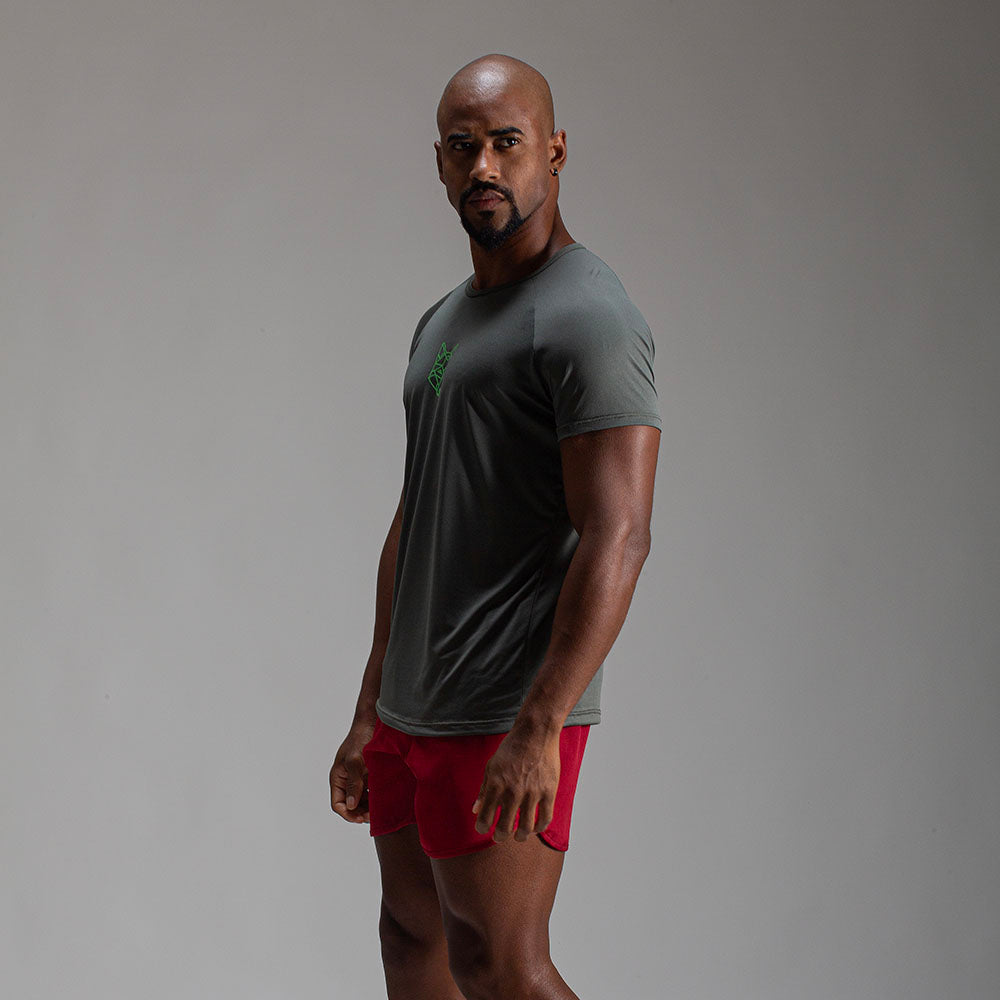 Camiseta Dry Fit Lobo Geométrico Verde Musgo