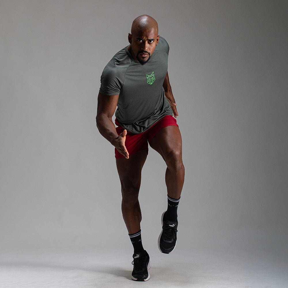 Camiseta Dry Fit Lobo Geométrico Verde Musgo