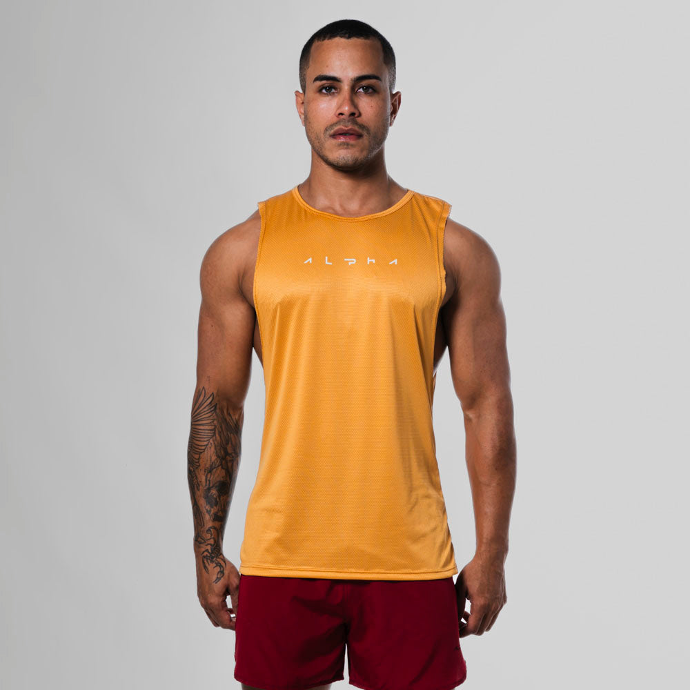 Regata Machão Dry Fit Horizon Amarelo Mostarda