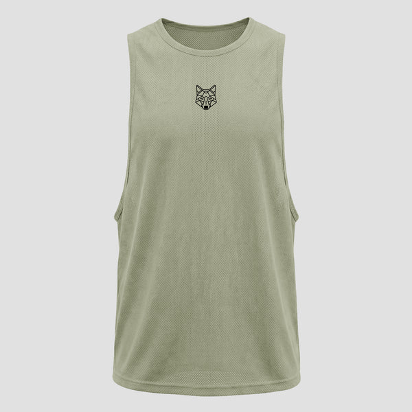 Regata Machão Dry Fit Lobo Geométrico Verde Lavado