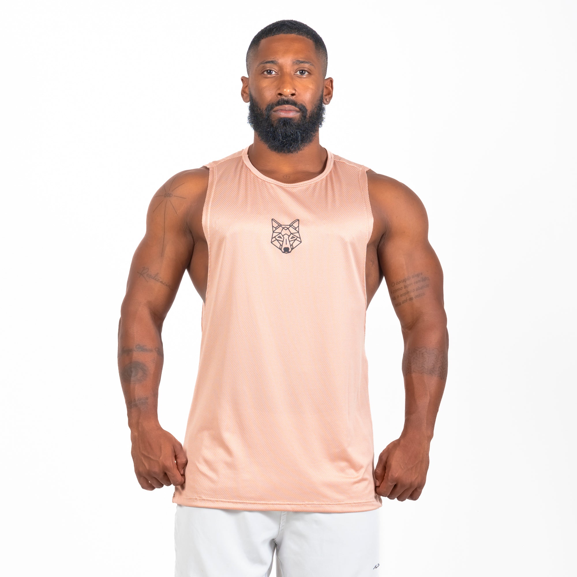 Regata Machão Dry Fit Lobo Geométrico Cappuccino