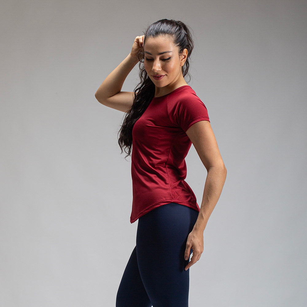 Camiseta Feminina Dry Fit Lobo Geométrico Vermelho Biking