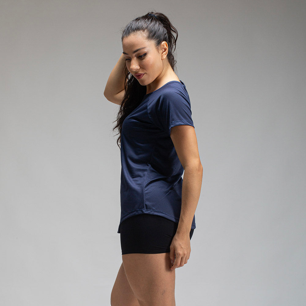 Camiseta Feminina Dry Fit Middle Lupus Marinho