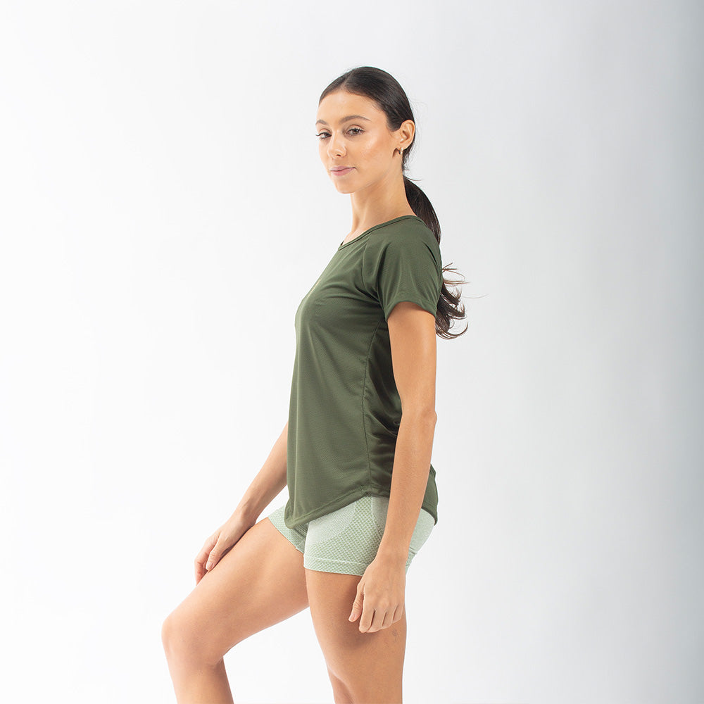 Camiseta Feminina Dry Fit New Horizon Verde Uva