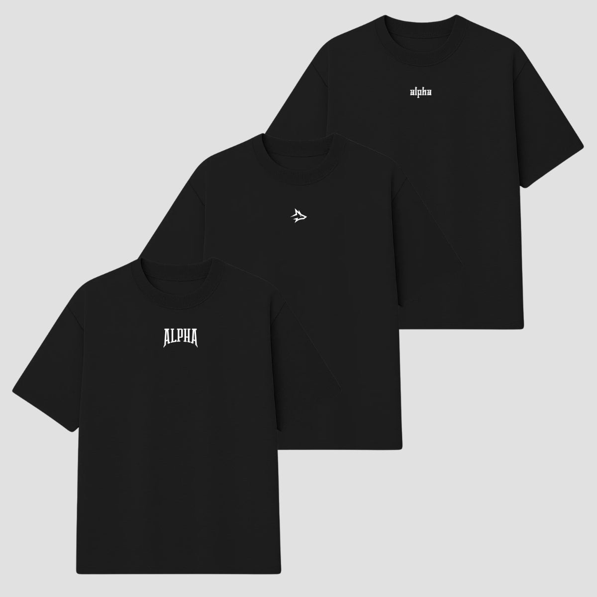 Kit 3 Camisetas Oversized Alpha All Black