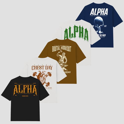 Kit 5 Camisetas Oversized - Estilo Alpha