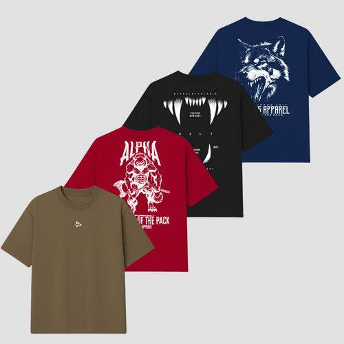 Kit 4 Camisetas Oversized - Wolf Style