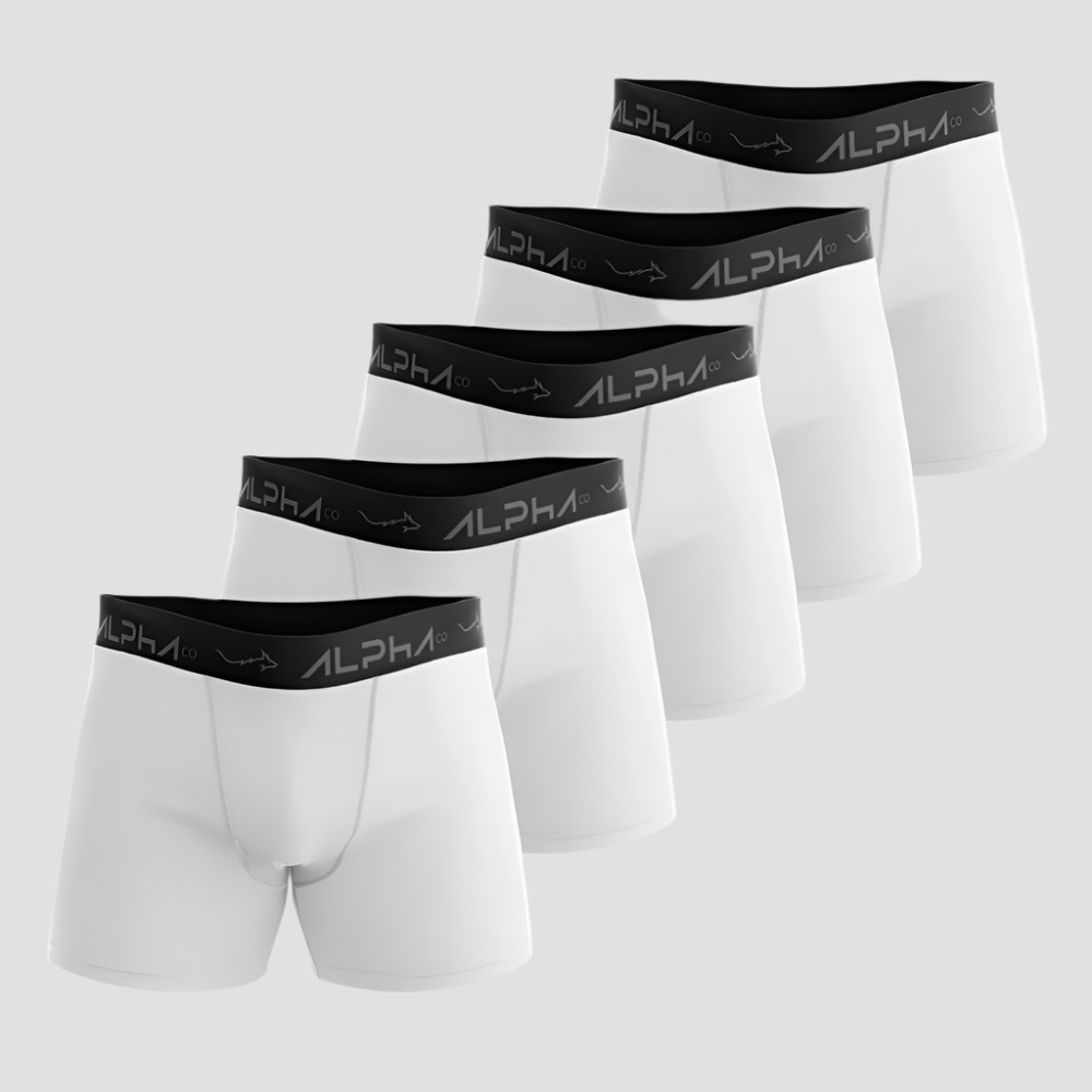 Kit 5 Cuecas Boxer Cotton Branca - Alpha