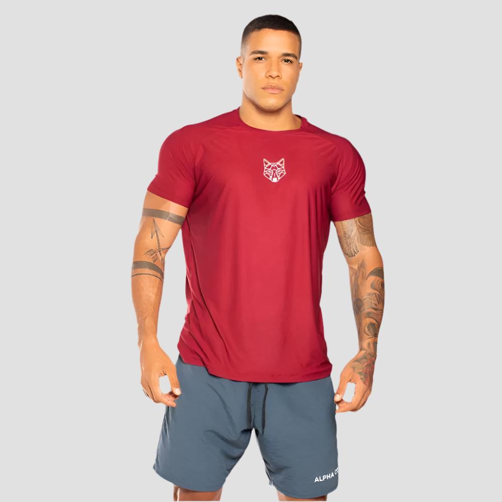 Camiseta Dry Lobo Geometrico Vinho