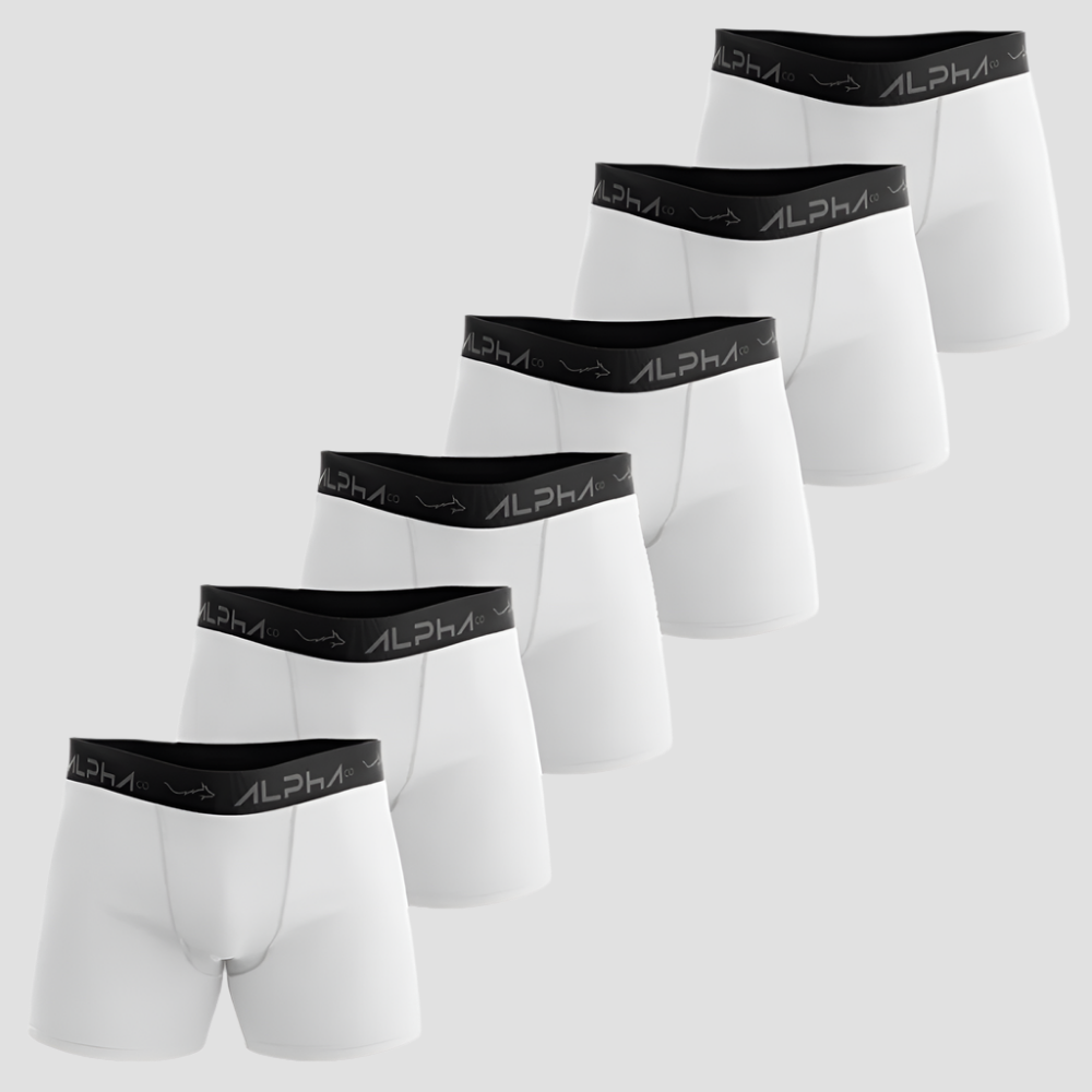 Kit 6 Cuecas Boxer Cotton Branca - Alpha