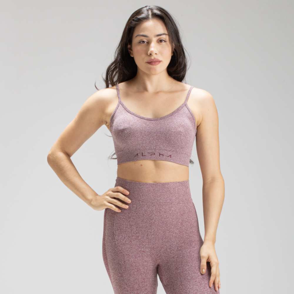 Conjunto Seamless Feminino Top + Calça Mescla Vinho