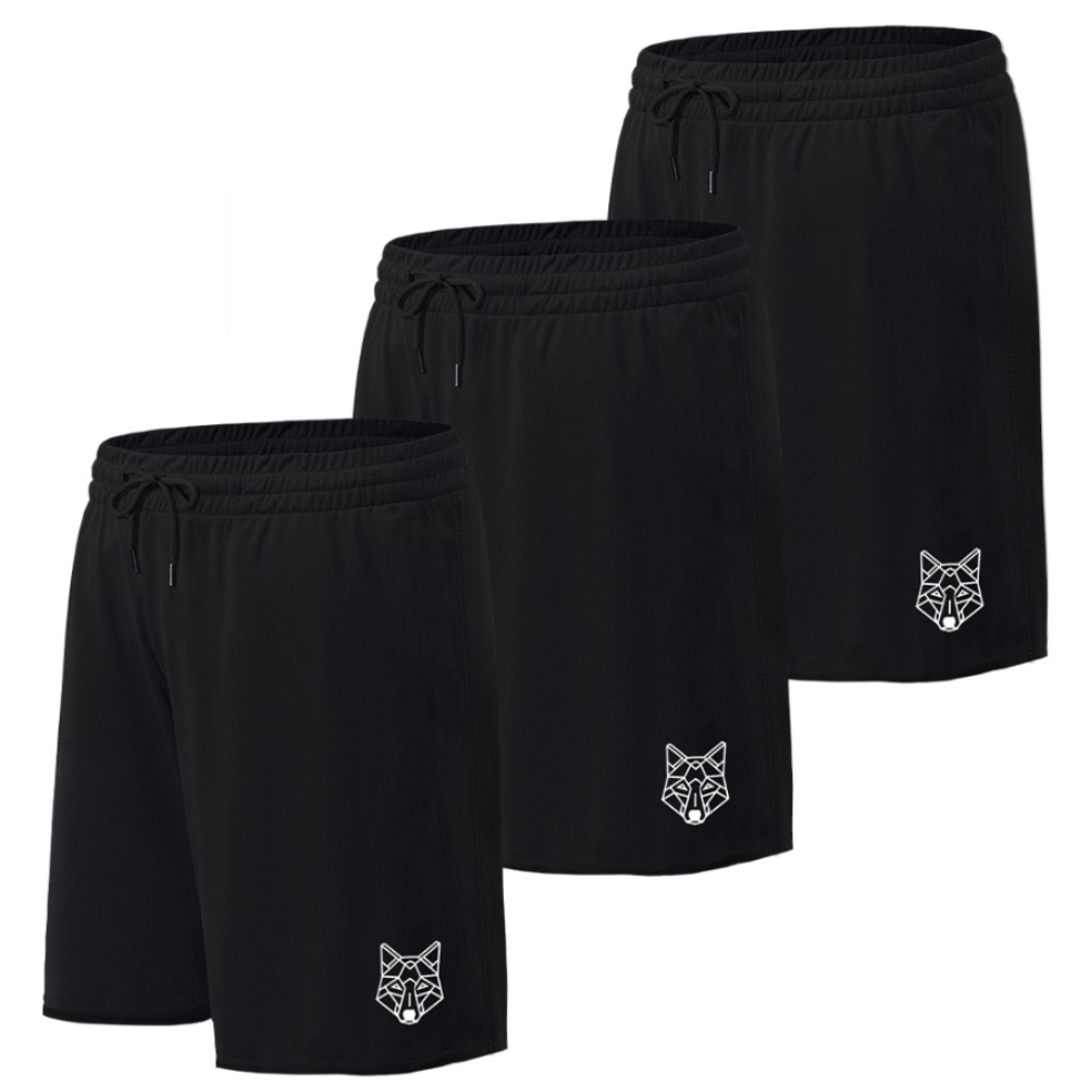 Kit 3 Shorts Pretos Dry Fit Lobo