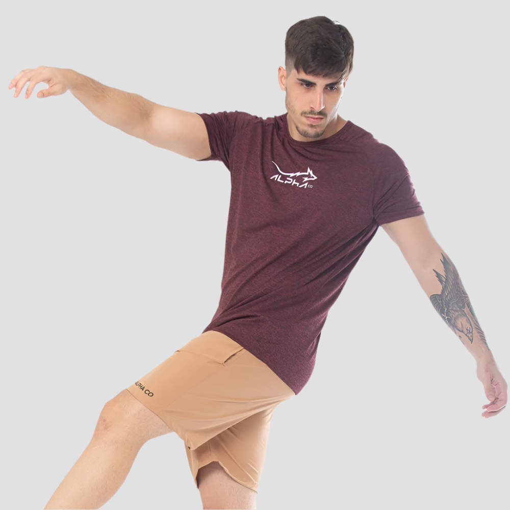 Camiseta Dry Fit Fluid Move Mescla Vinho