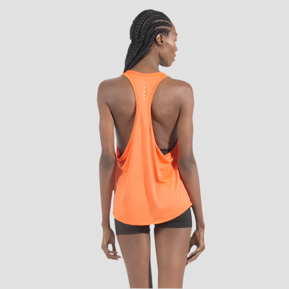 Regata Nadador Feminina Dry Fit Horizon Back Laranja Vibrante