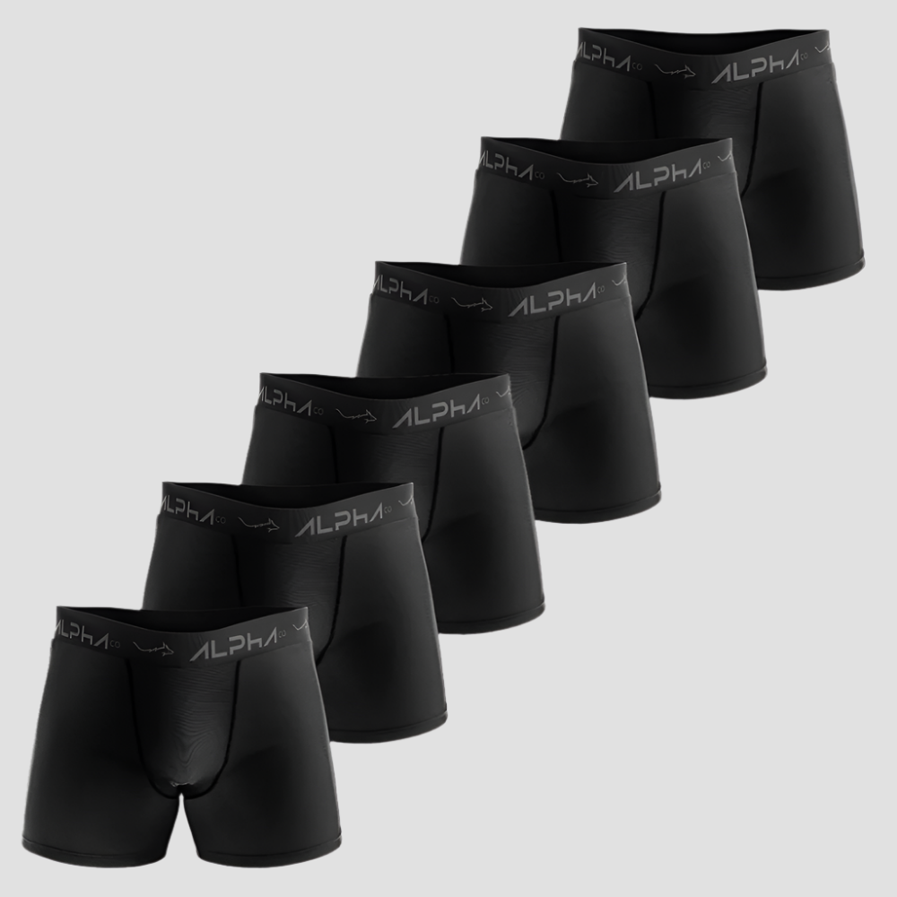 Kit 6 Cuecas Boxer Cotton Preta - Alpha