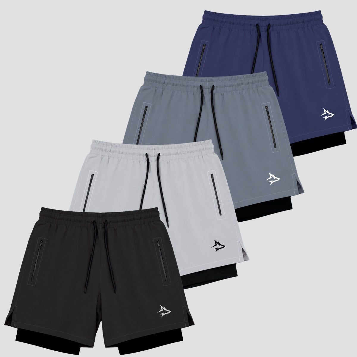 Kit 4 Shorts de Compressão Bolso Zíper Lupus