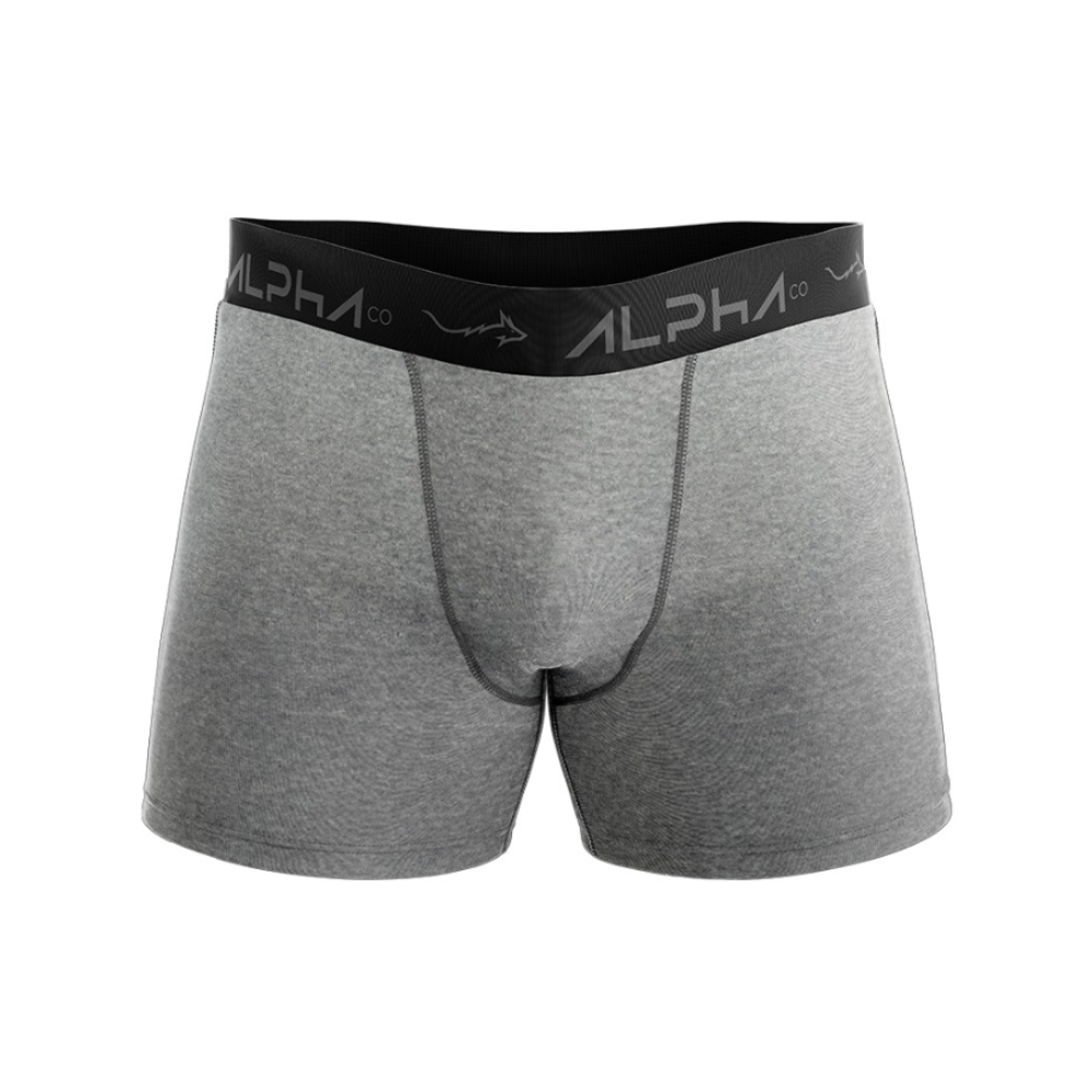 Kit 5 Cuecas Boxer Cotton Mescla Cinza - Alpha Co