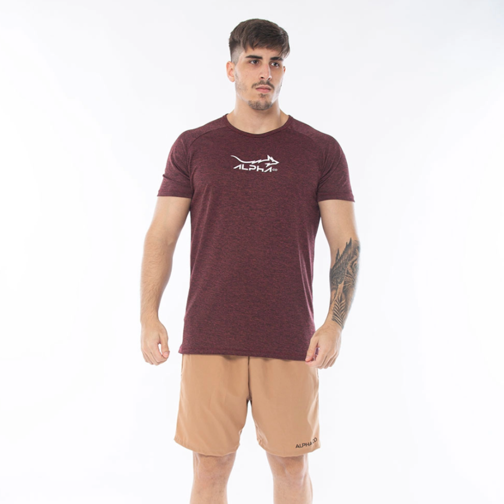 Camiseta Dry Fit Fluid Move Mescla Vinho