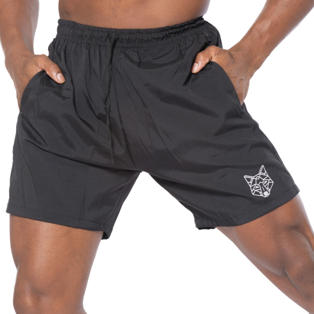 Kit 3 Shorts Pretos Dry Fit - 2 Lobo e 1 Essential