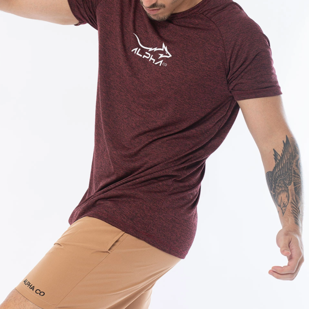 Camiseta Dry Fit Fluid Move Mescla Vinho