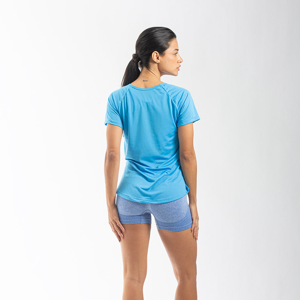 Camiseta Feminina Dry Fit New Lupus Azul Turquesa