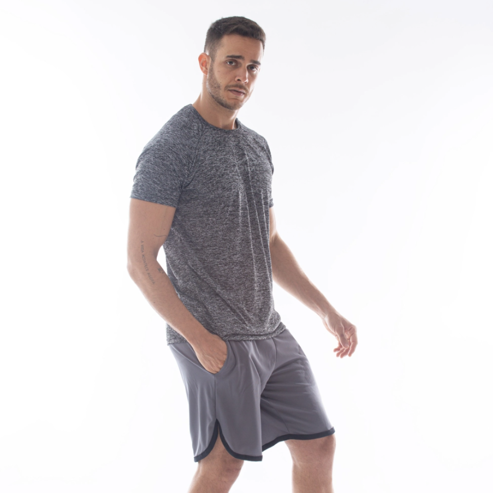 Camiseta Dry Fit Fluid Move Mescla Cinza