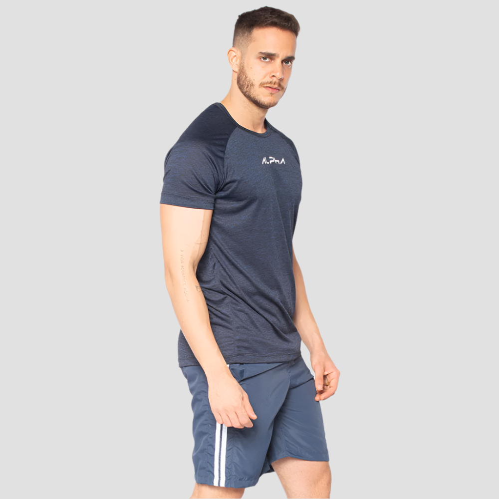 Camiseta Dry Fit  New Fluid Mescla Marinho