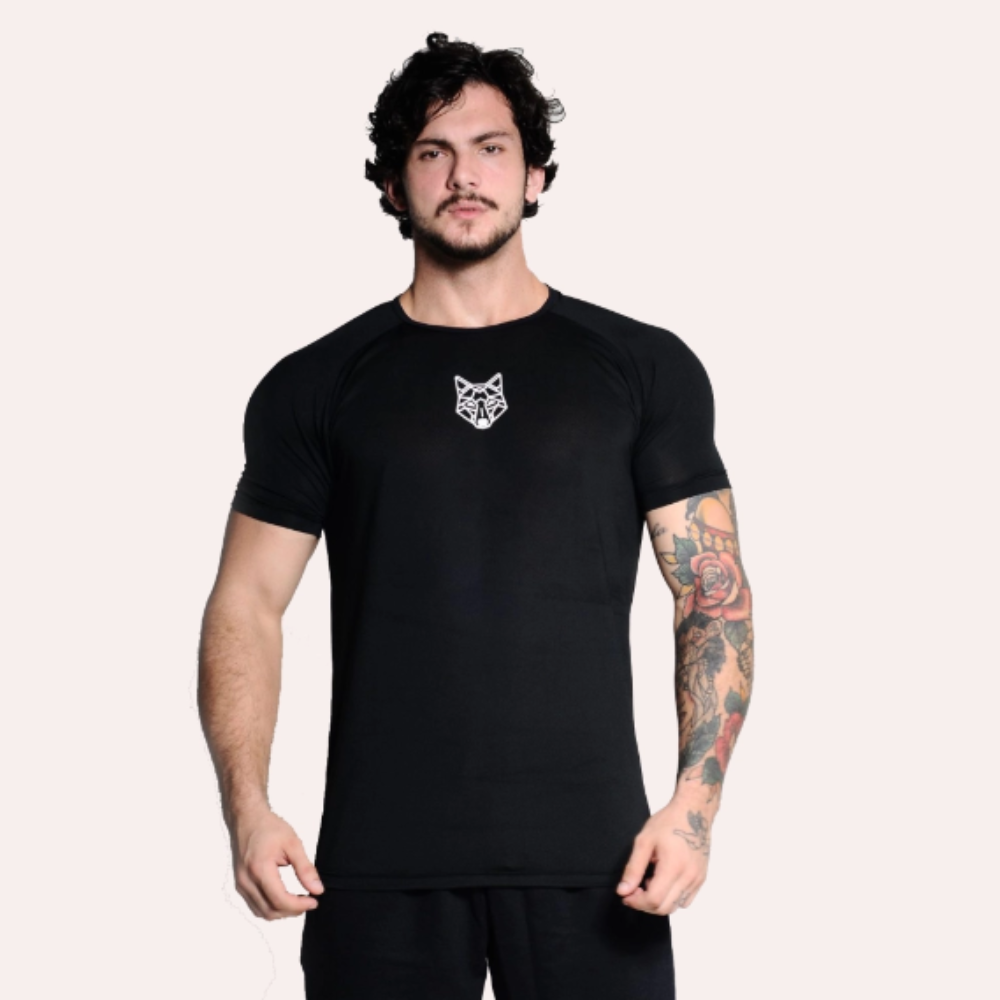 Kit 3 Camisetas Dry Fit Preto + 2 Bermudas Pretas