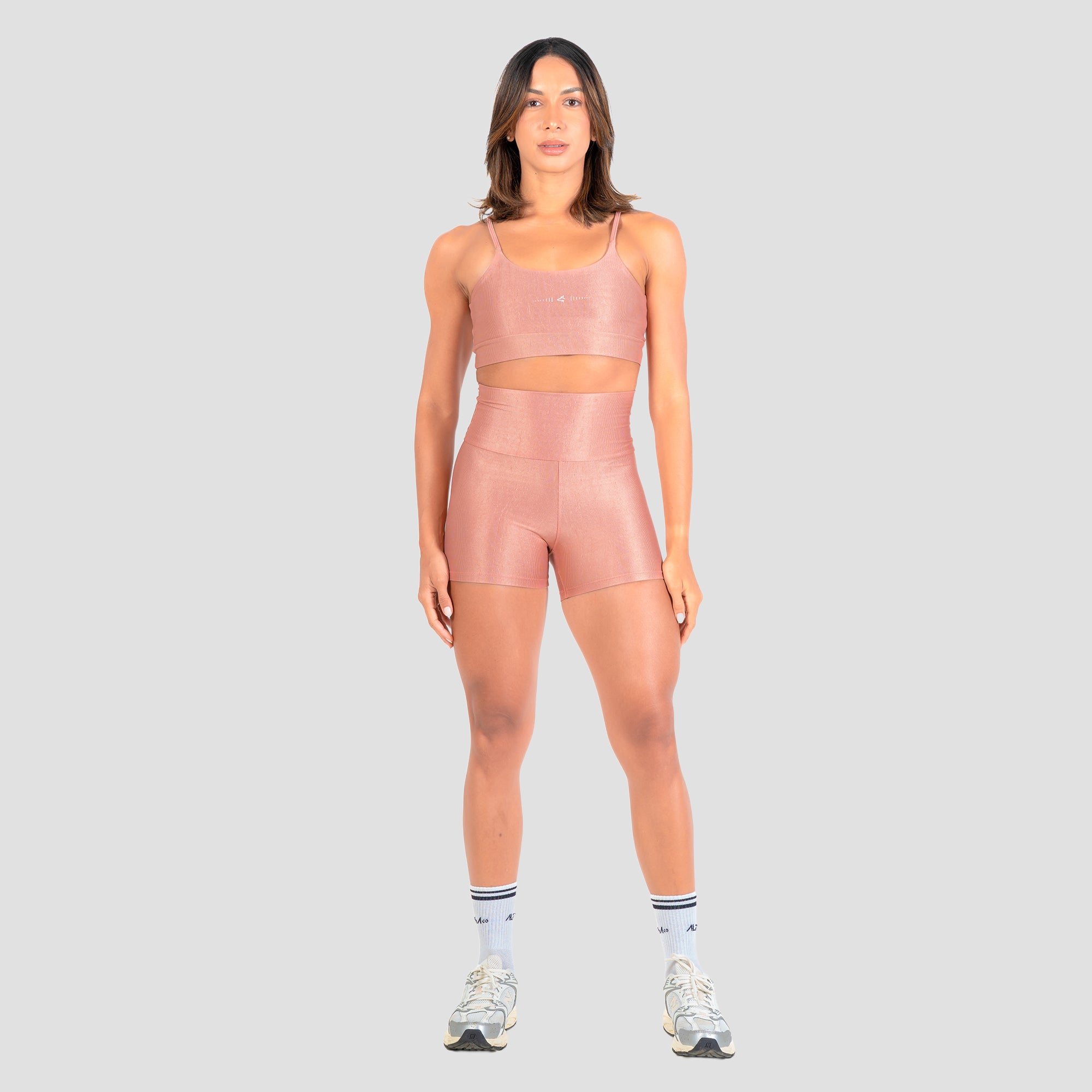 Conjunto Basic Feminino Top e Short - Canelado Rosé