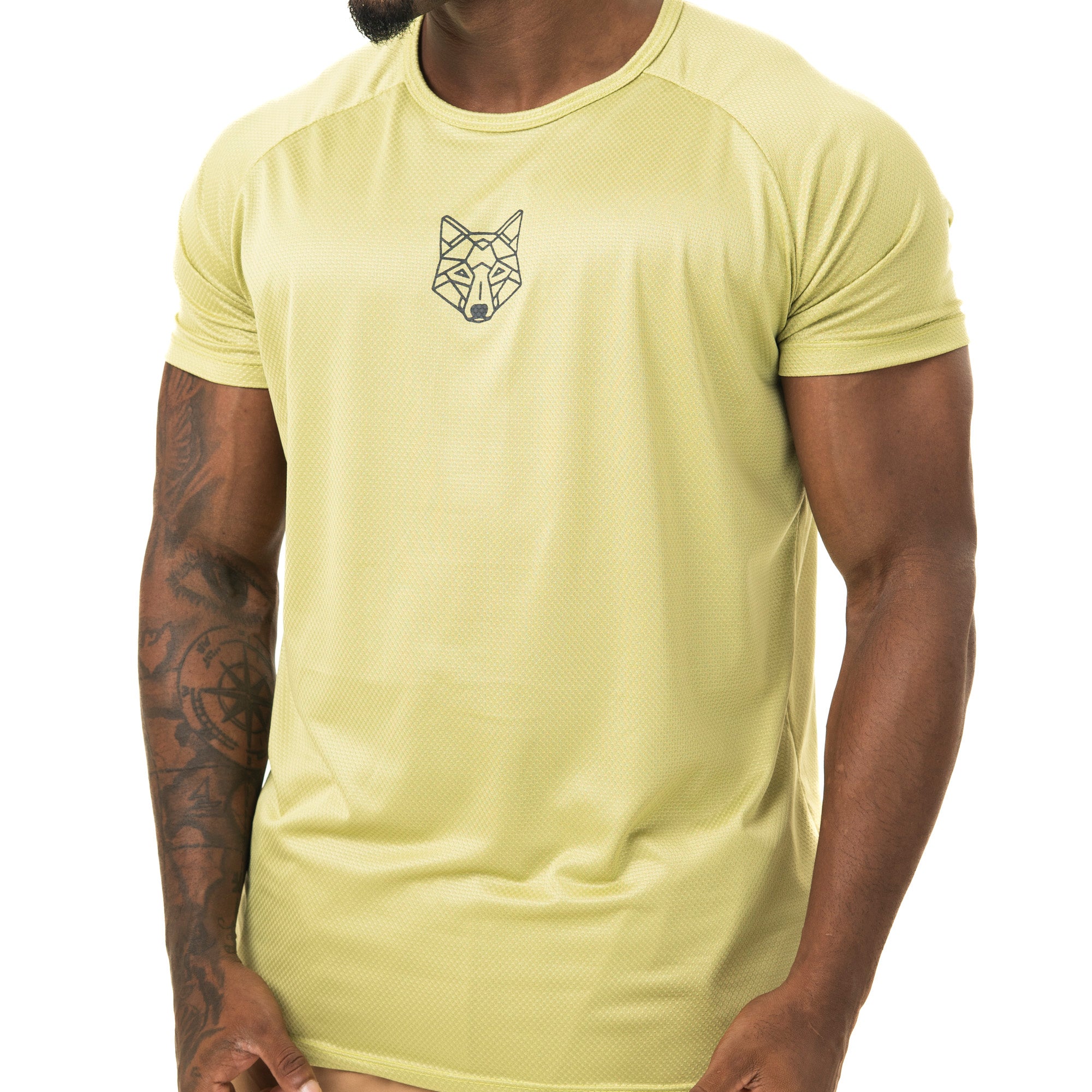 Camiseta Dry Fit Lobo Geométrico Verde Folha