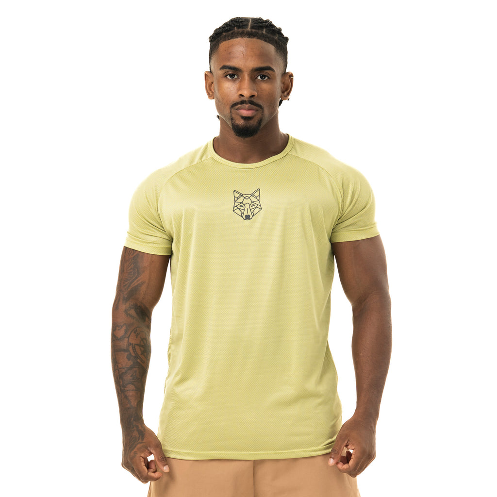 Camiseta Dry Fit Lobo Geométrico Verde Folha