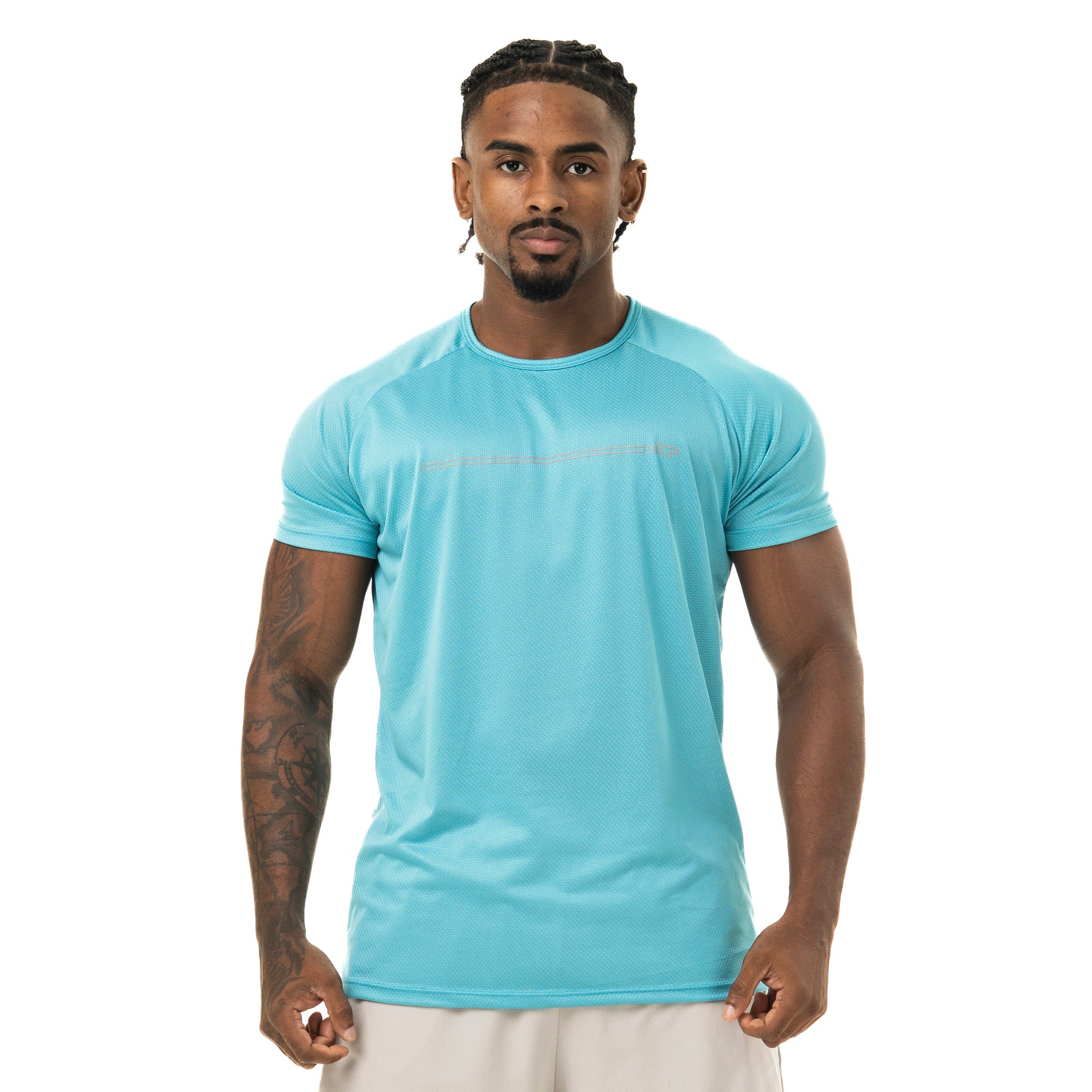 Camiseta Dry Fit Parallel Line Azul Pavão
