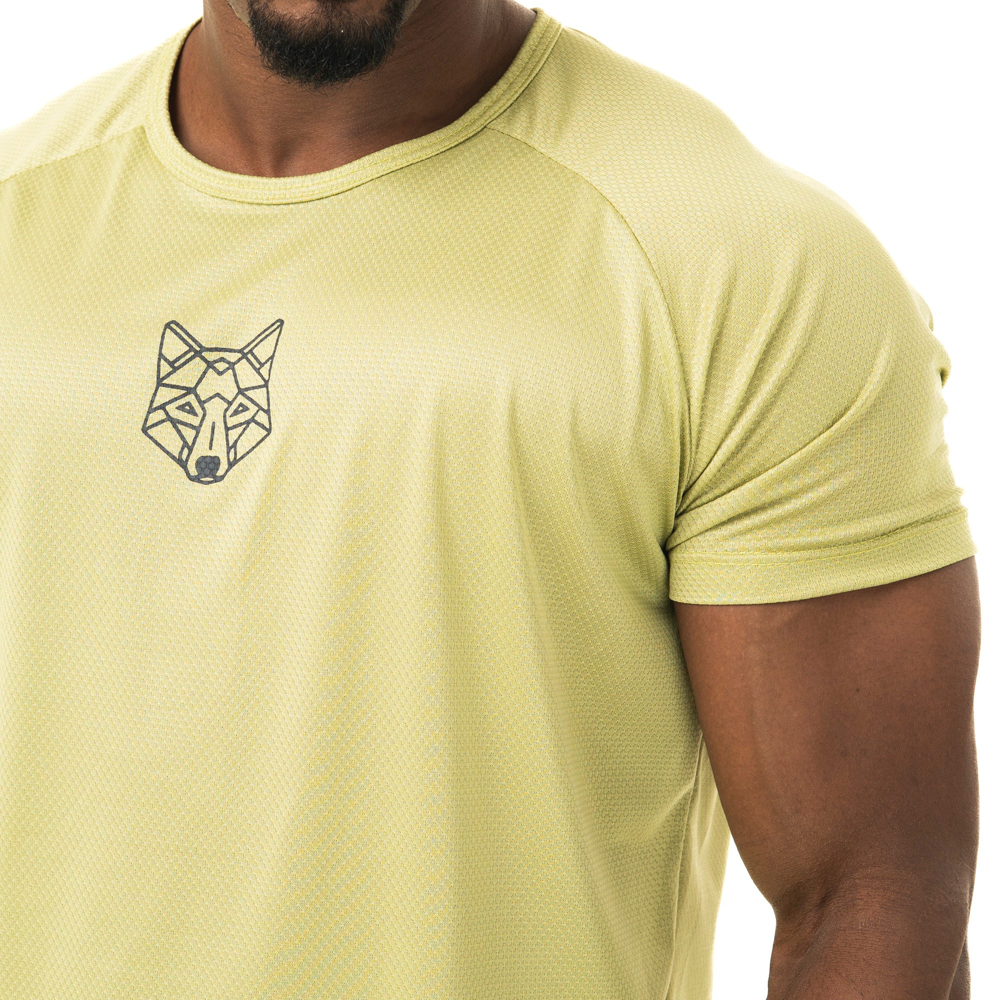 Camiseta Dry Fit Lobo Geométrico Verde Folha