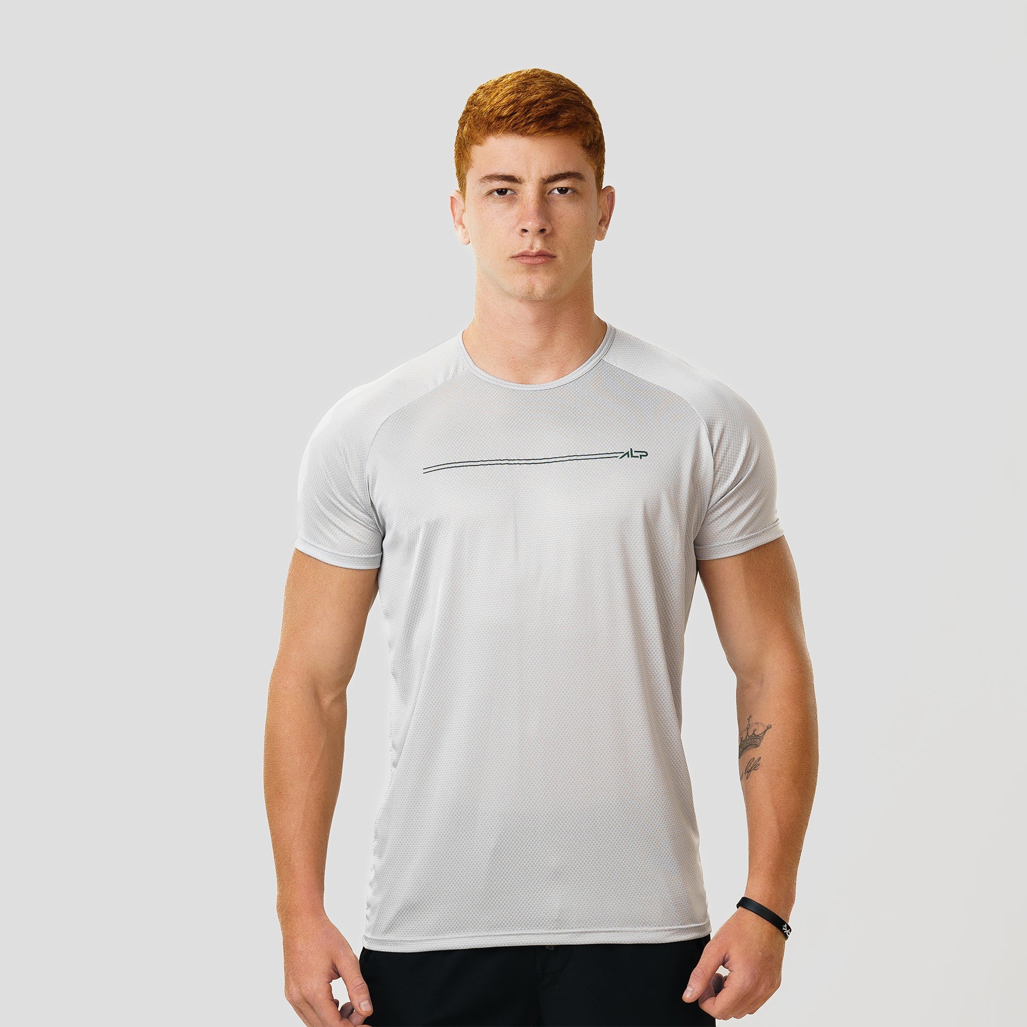 Camiseta Dry Fit Parallel Line Cinza Névoa