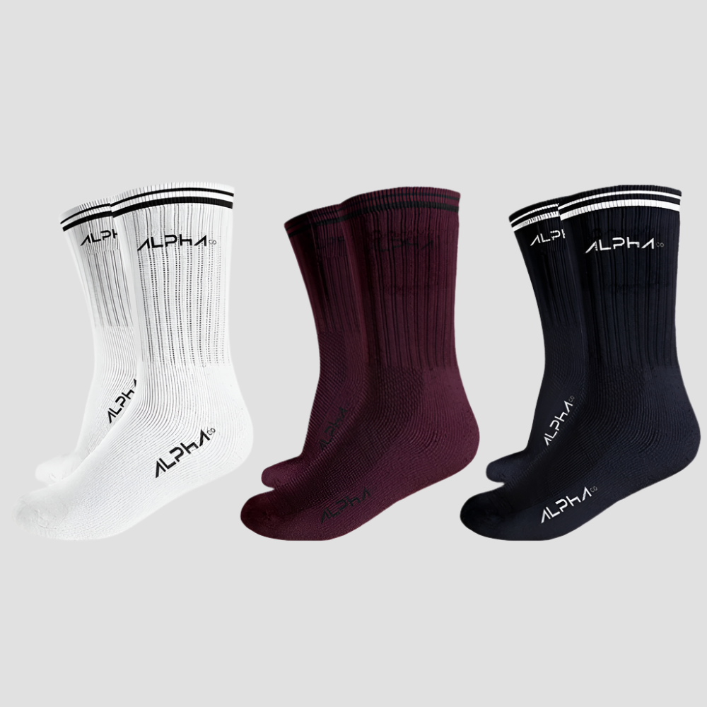 Kit 3 Meias Masculinas Cano Médio Alpha - Branco/Bordo/Marinho