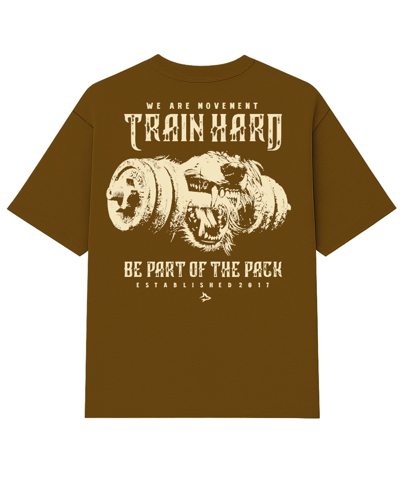 Camiseta Oversized Train Hard Caramelo